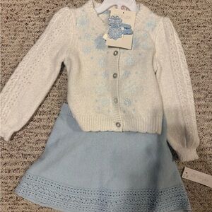 Rachel Zoe White and Blue Kids Sweater Set
